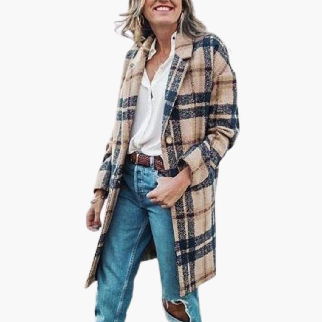 Dames Lang Mantel met Knopsluiting