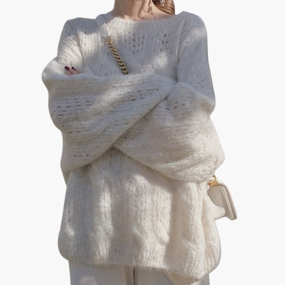 Damespullover met gaatjesbrei oppervlak