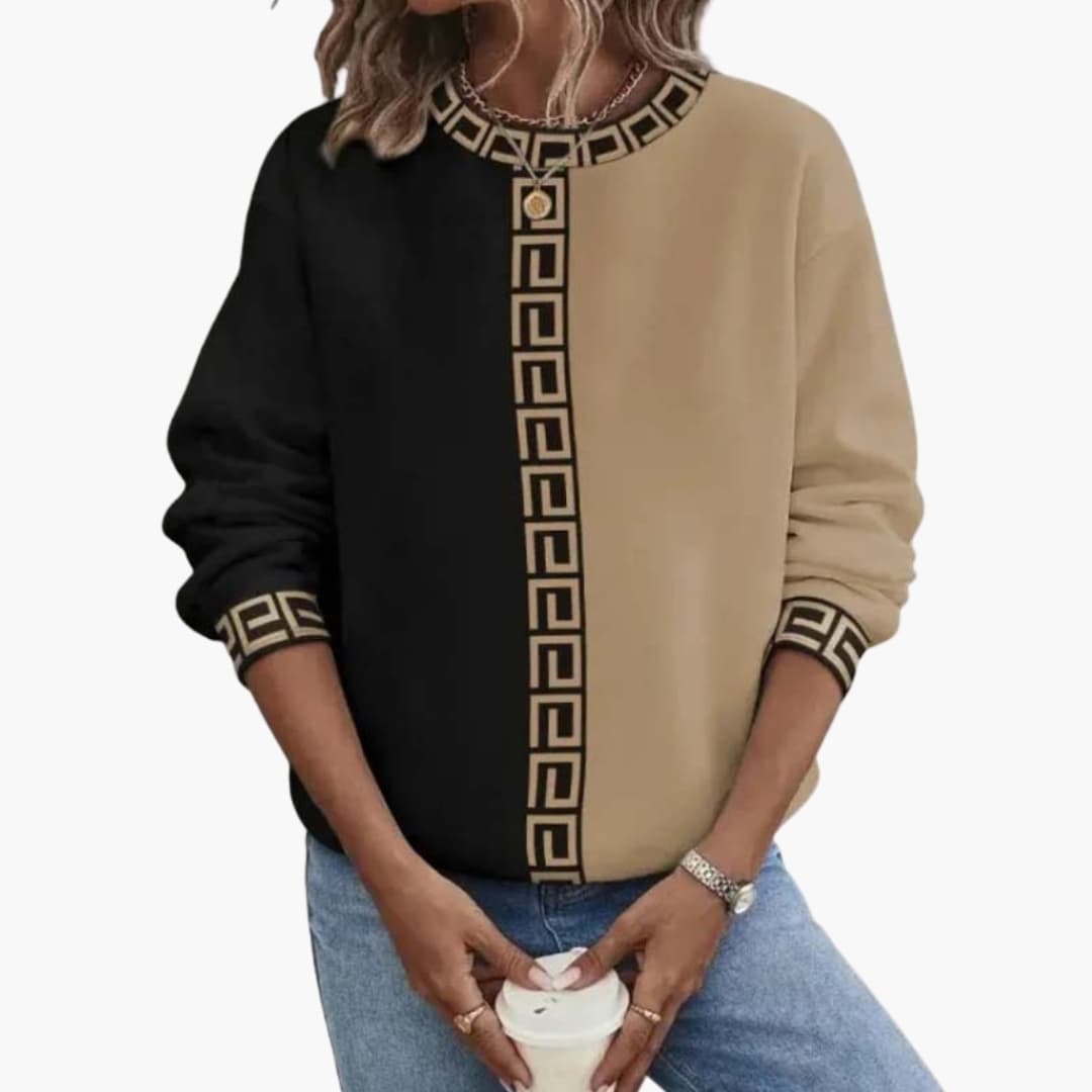 Dames Ronde Hals Trui met Contrastdesign