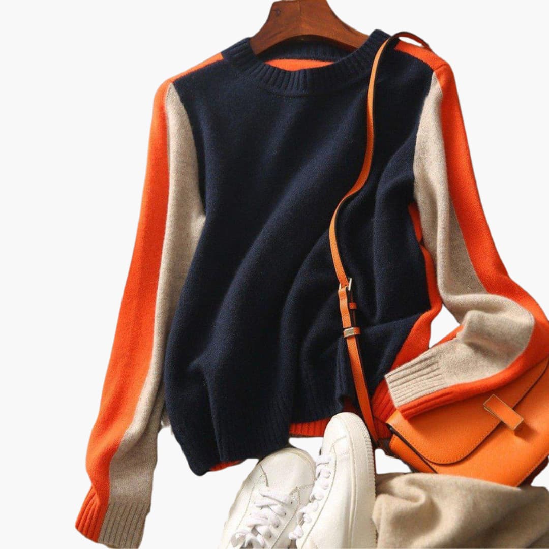 Damespullover met ronde hals en lange mouwen