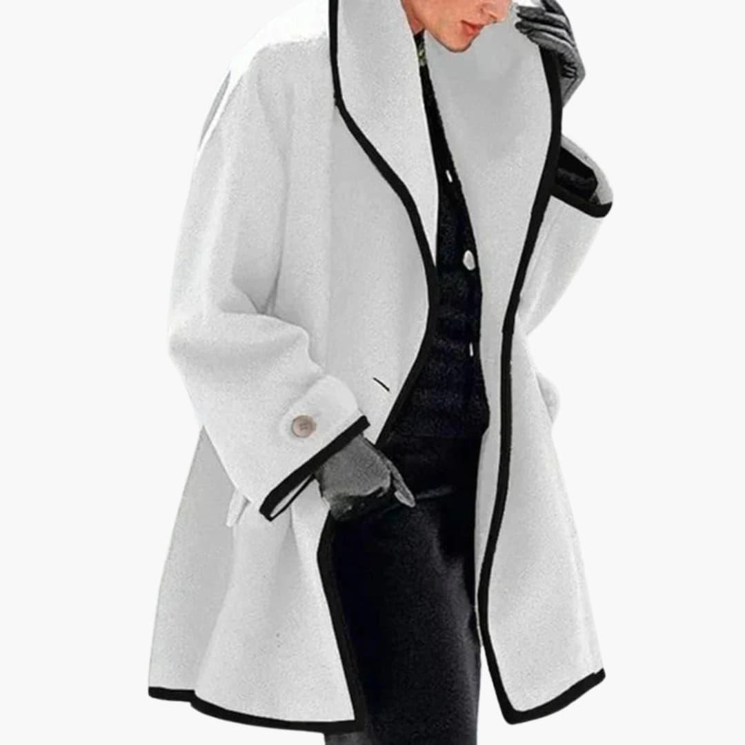 Dames Winterjas met brede kraag en contrasterende afwerking