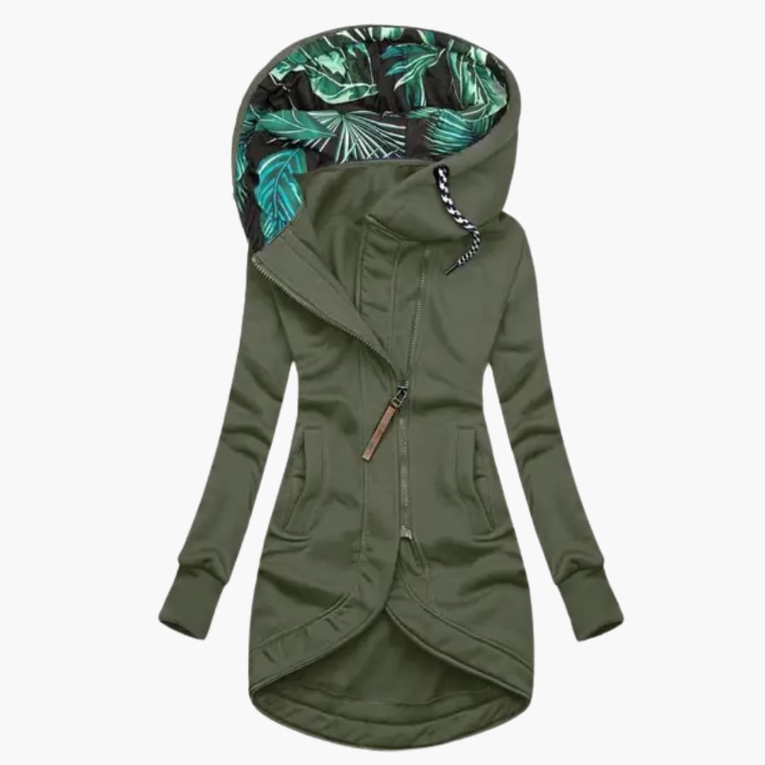 Dames Hoodie-jack met asymmetrische rits en zijzakken