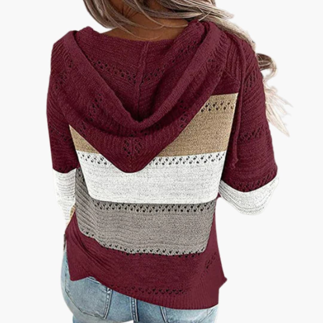Dames Hoodie met Strepen en Lange Mouwen