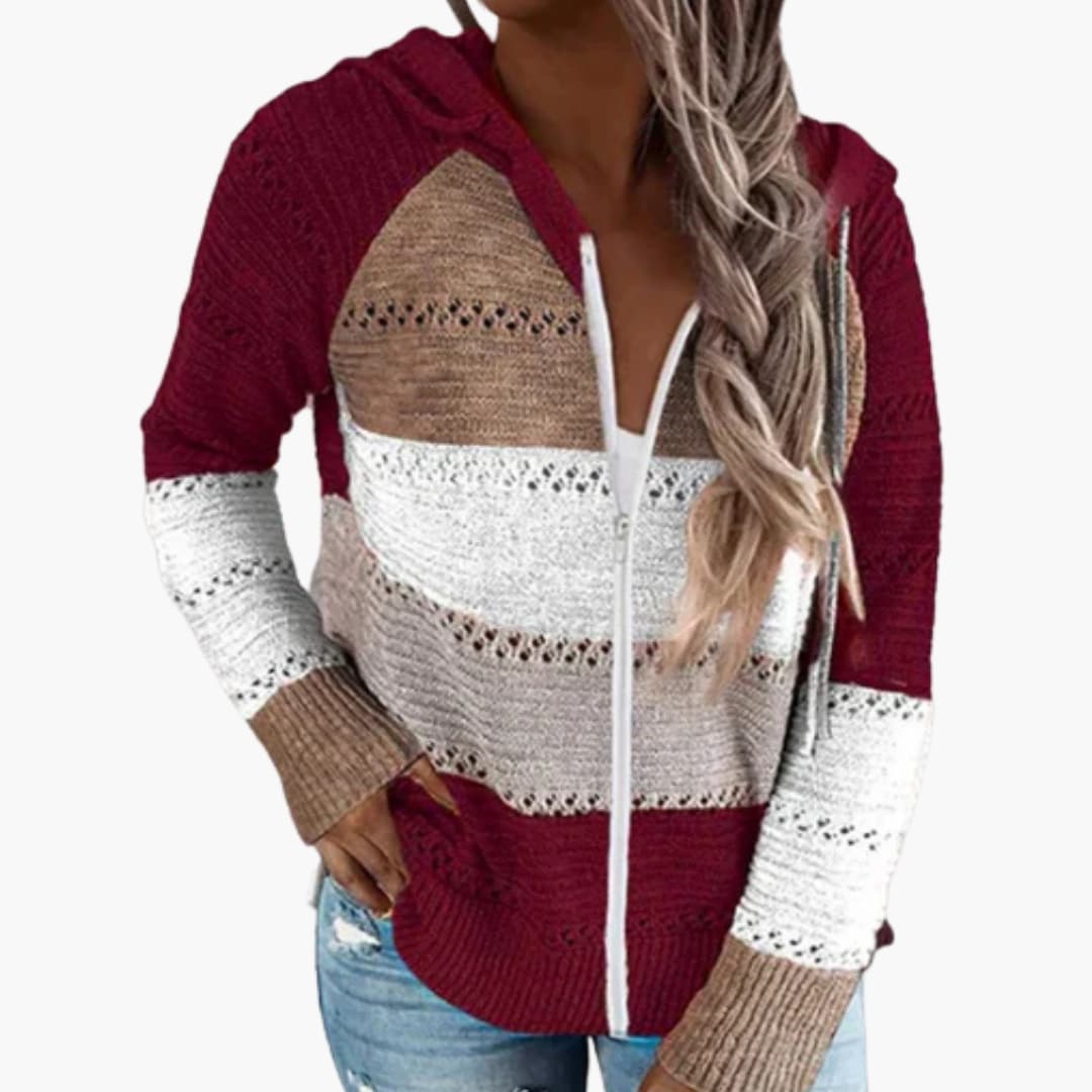 Dames Hoodie met Strepen en Lange Mouwen