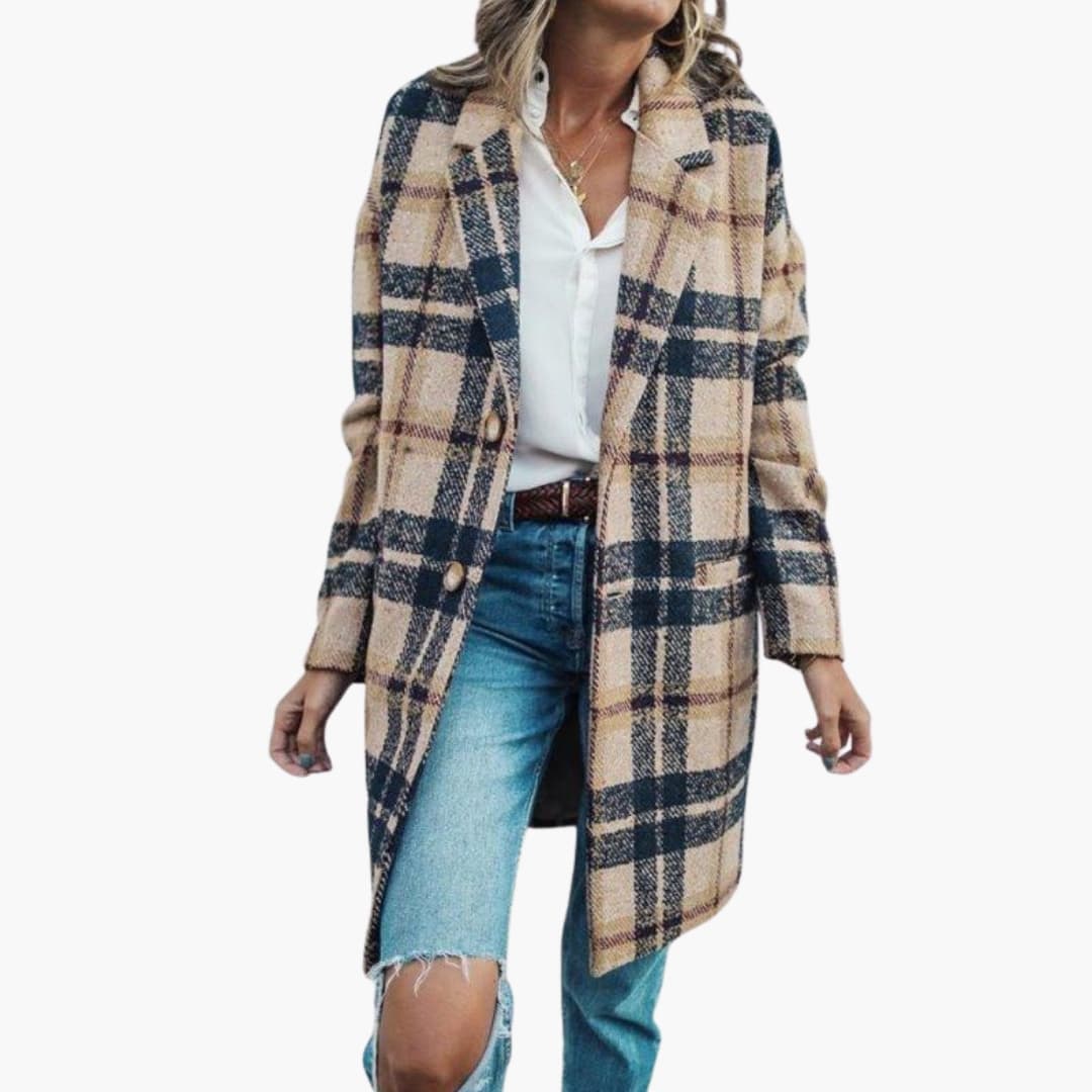 Dames Lang Mantel met Knopsluiting