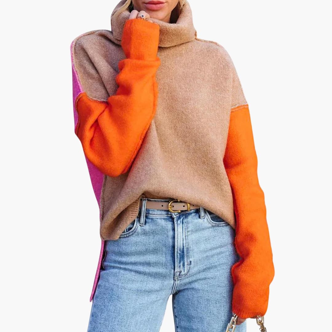 Dames Rollkragenpullover met losse snit