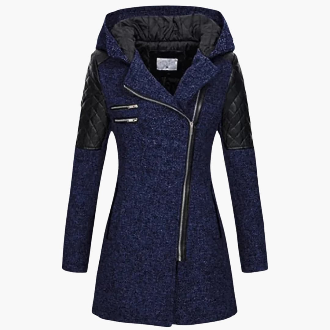 Damesmantel met capuchon en rits